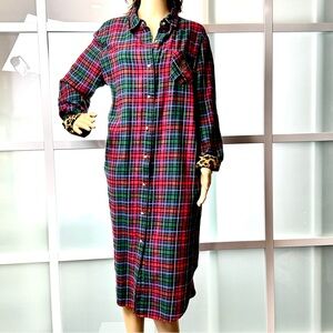 Women’s Plaid Nightshirt Full Length Lauren Ralph Lauren XL